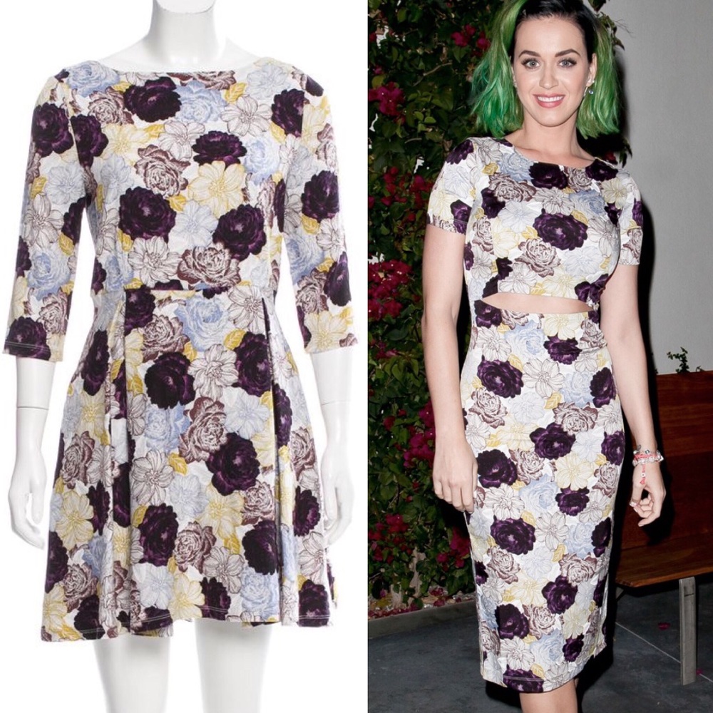 SUNO Floral Printed Silk Dress